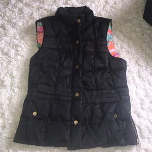 Lily Pulitzer black vest with printed interior